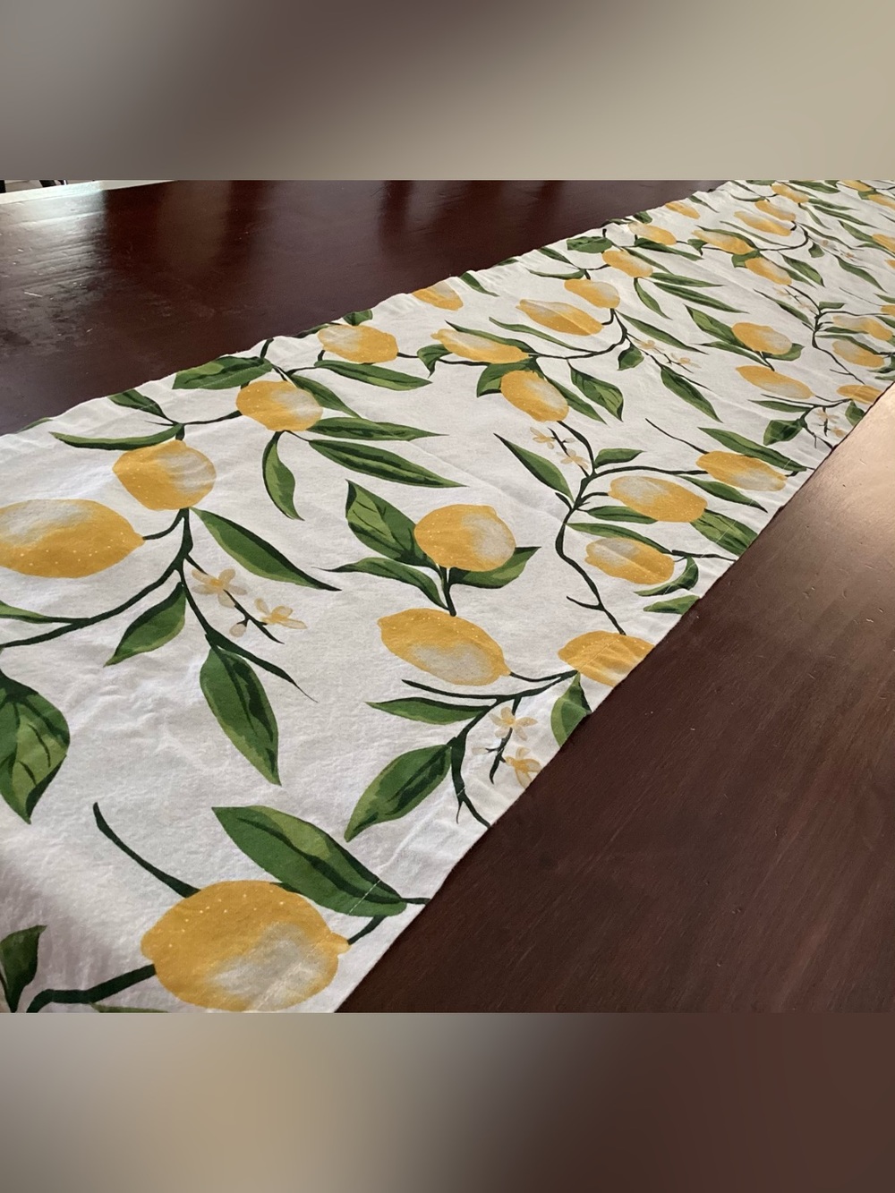 Lemon Branch Table Runner - White and Yellow